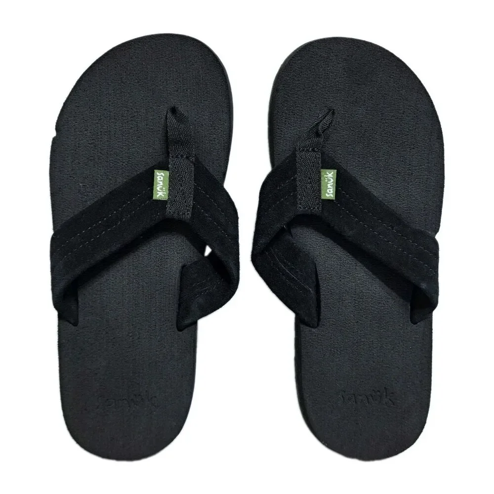 Sanuk Beer Cozy Coaster Flip-Flops Men’s Size 6 Black Beach Pool